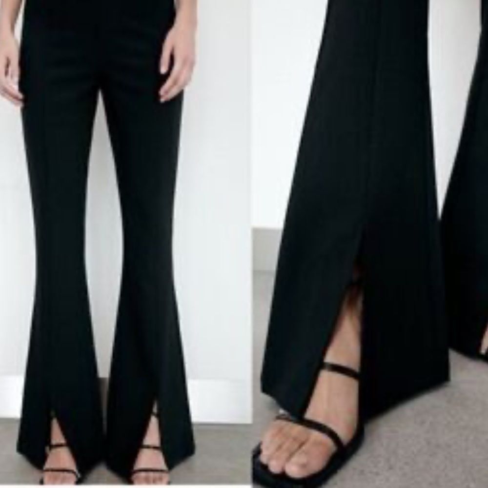 Zara Black Tailored Straight-Leg Dress Trousers
